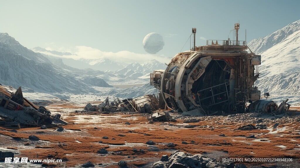 坠毁宇宙飞船场景