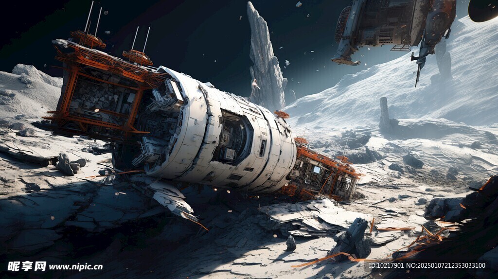 坠毁宇宙飞船场景