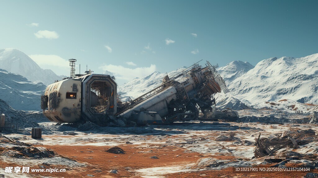 坠毁宇宙飞船场景