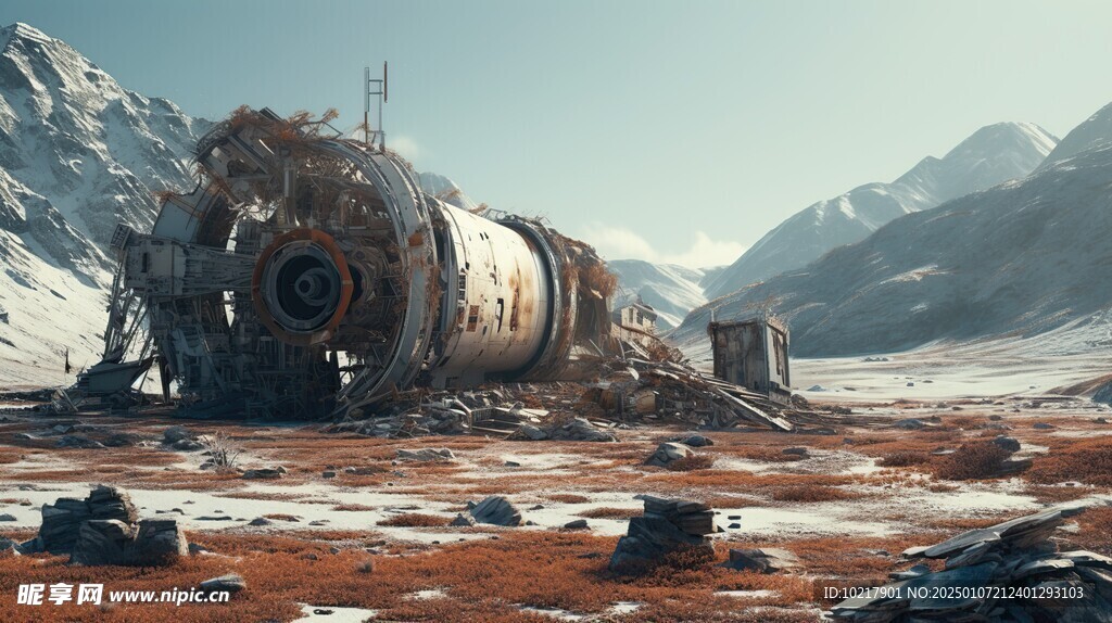 坠毁宇宙飞船场景