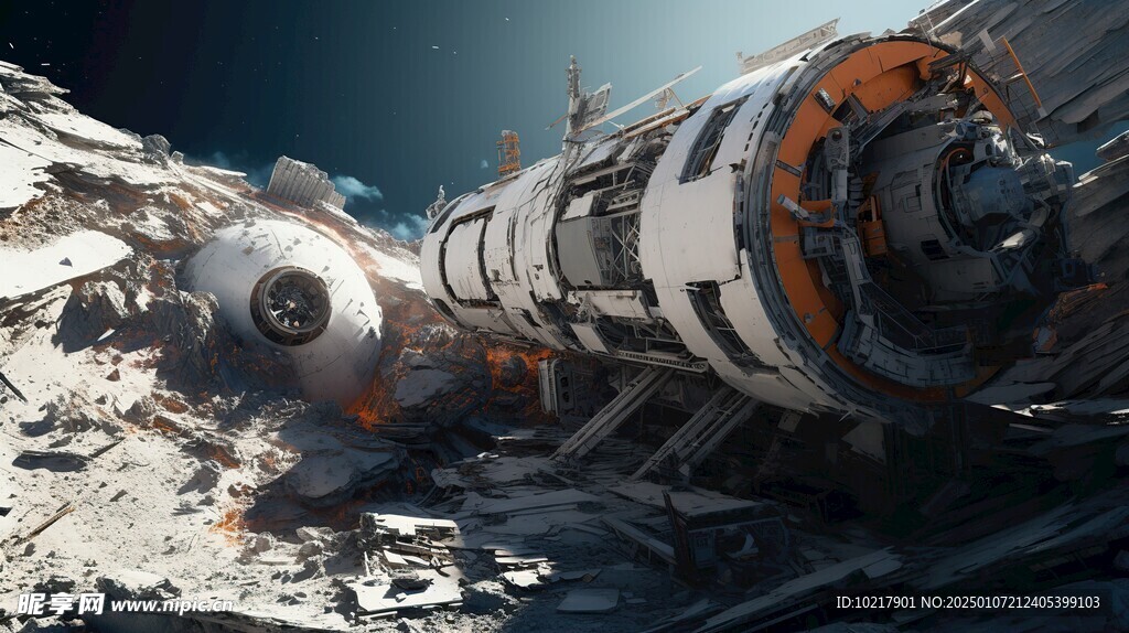 坠毁宇宙飞船场景