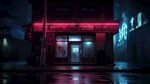 夜间都市霓虹街道