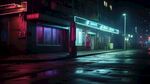 夜间都市霓虹街道
