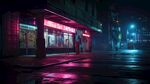 夜间都市霓虹街道