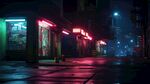 夜间都市霓虹街道