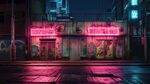 夜间都市霓虹街道