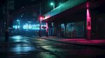 夜间都市霓虹街道