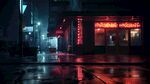 夜间都市霓虹街道