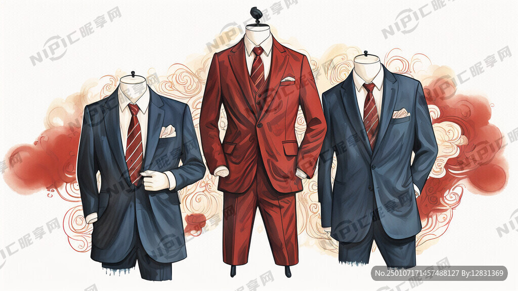西服面料海报 有西服 有人物