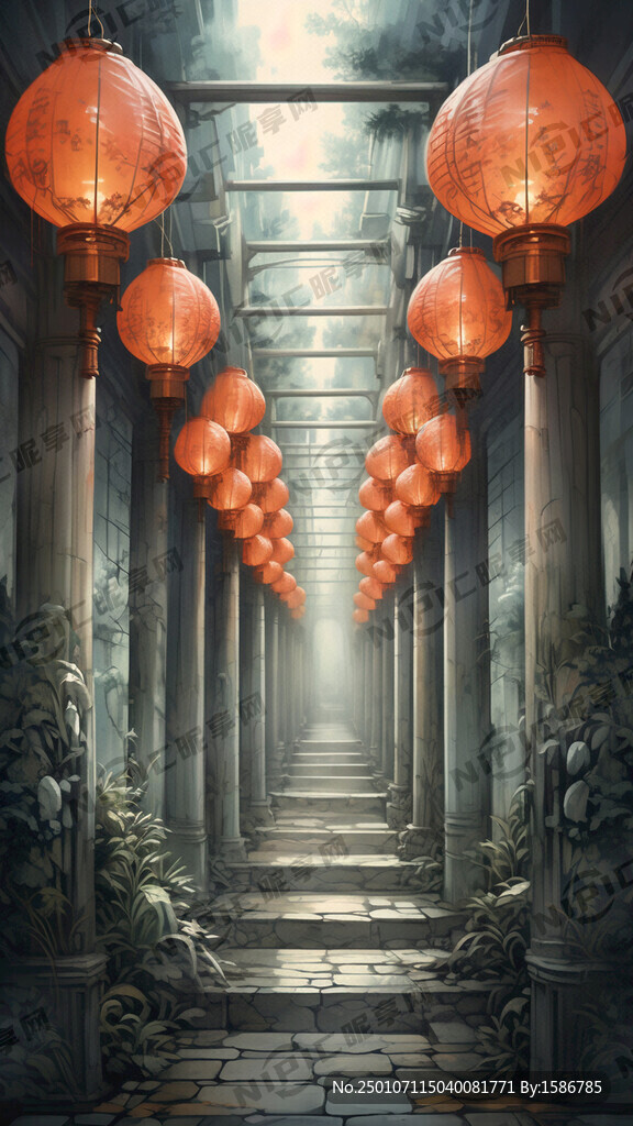 道路两边立柱 顶部灯笼
