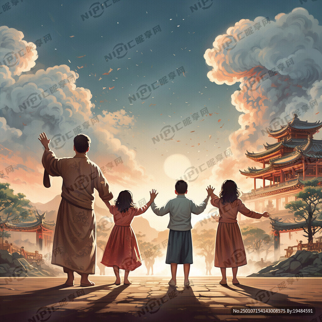 爸妈远处挥手
