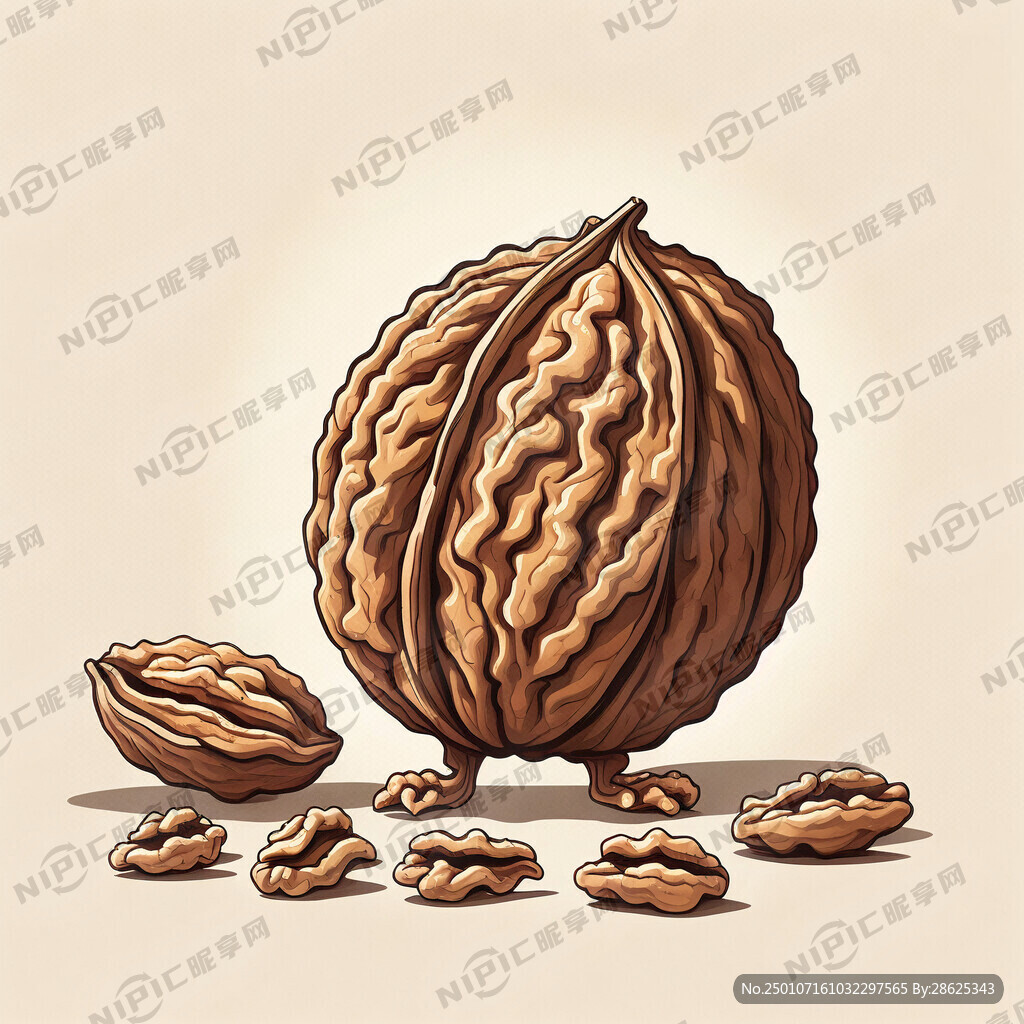 核桃 核桃仁 卡通
