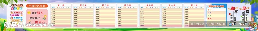 小学卡通 班级 积分评比栏