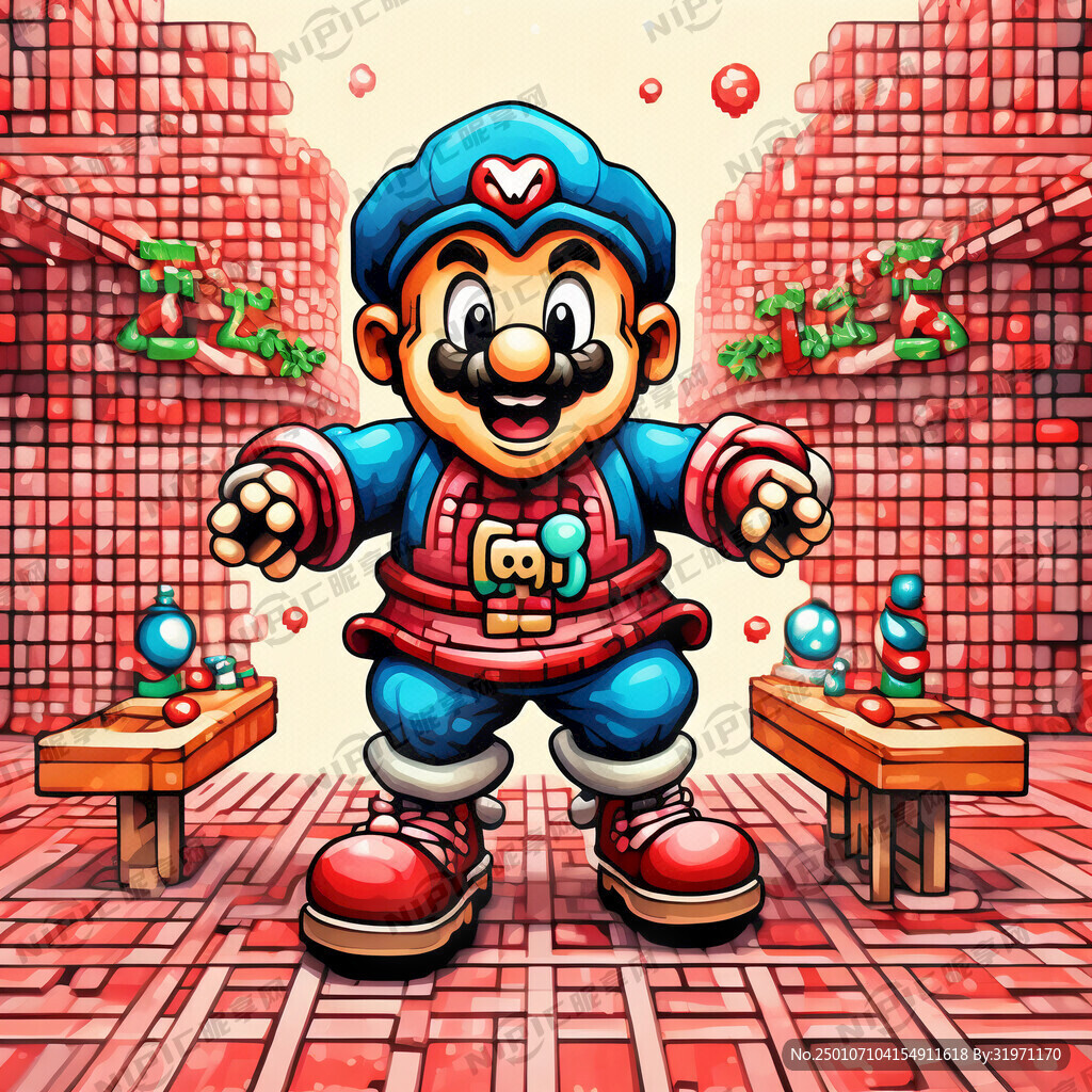 马里奥 过新年 像素风格