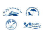 夏日海滩度假矢量LOGO标签
