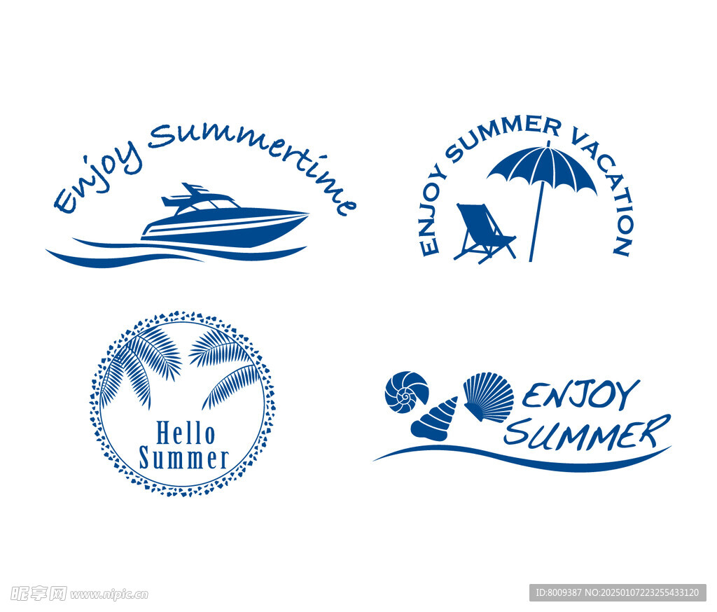 夏日海滩度假矢量LOGO标签