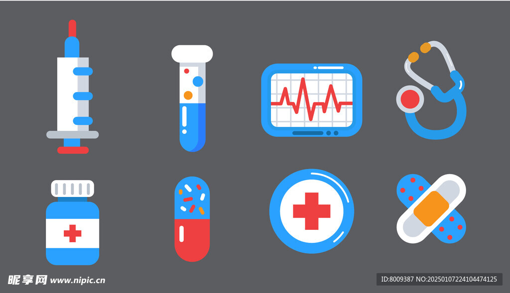 医疗扁平风图标元素