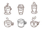 线描咖啡奶茶矢量元素