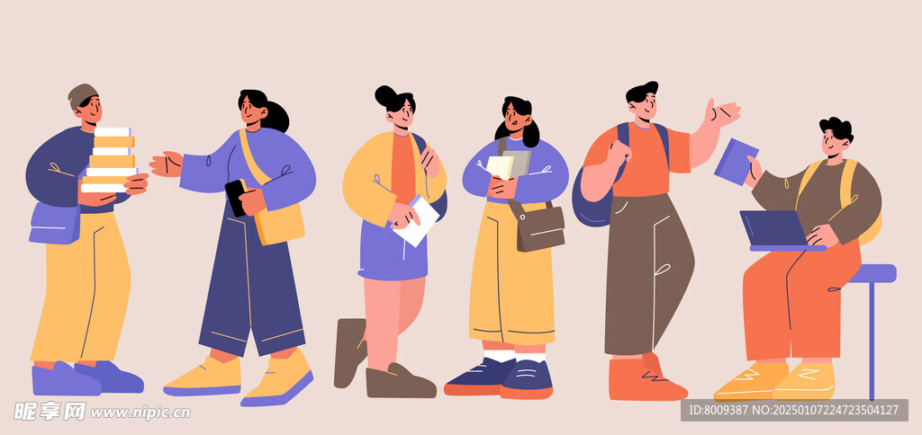 大学生扁平风插画