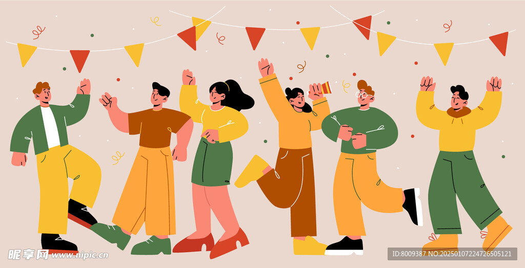 节日聚会人物插画