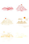 中国风线描山水元素