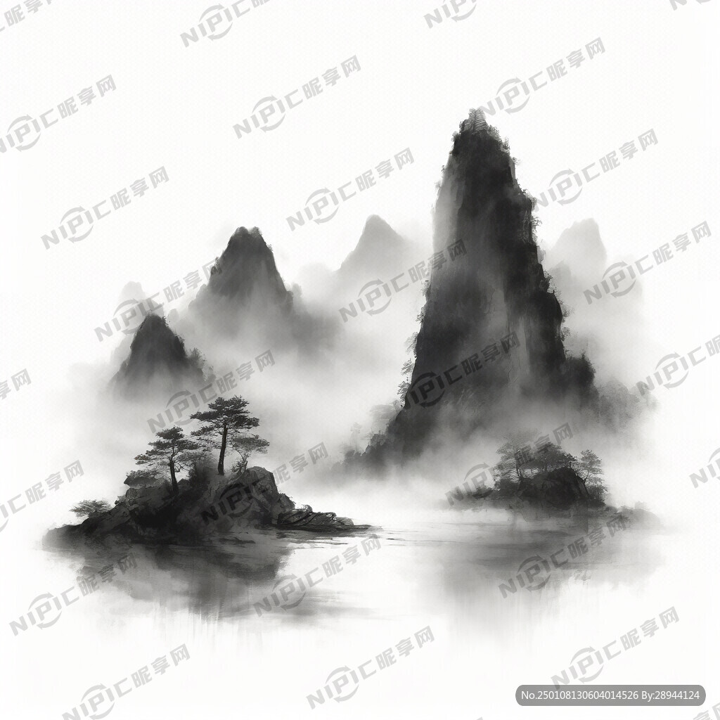 山谷 中国风 中国画 山水