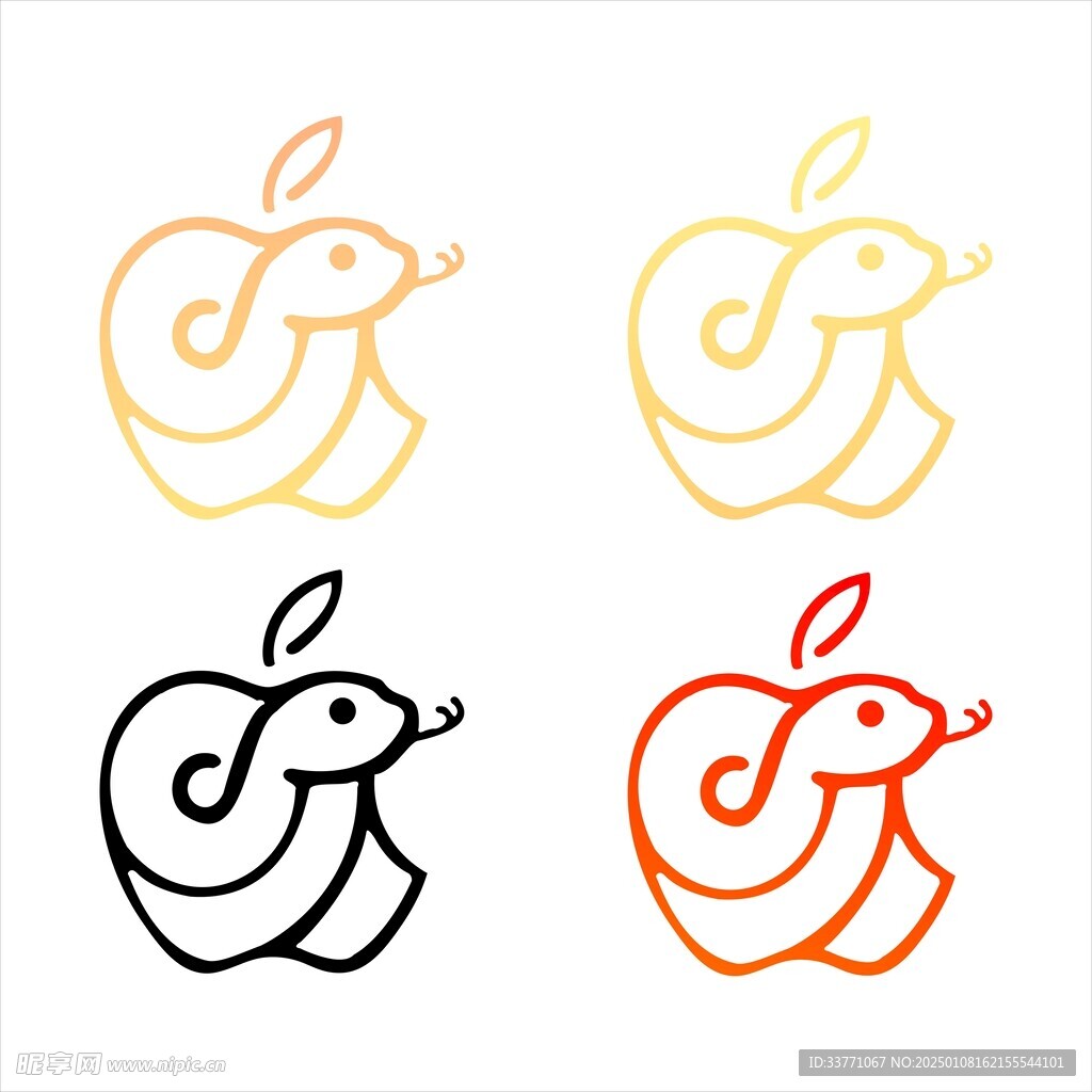 蛇年苹果logo矢量图