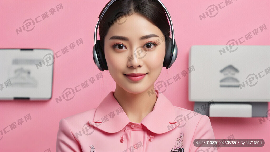 客服美女 粉色为主色