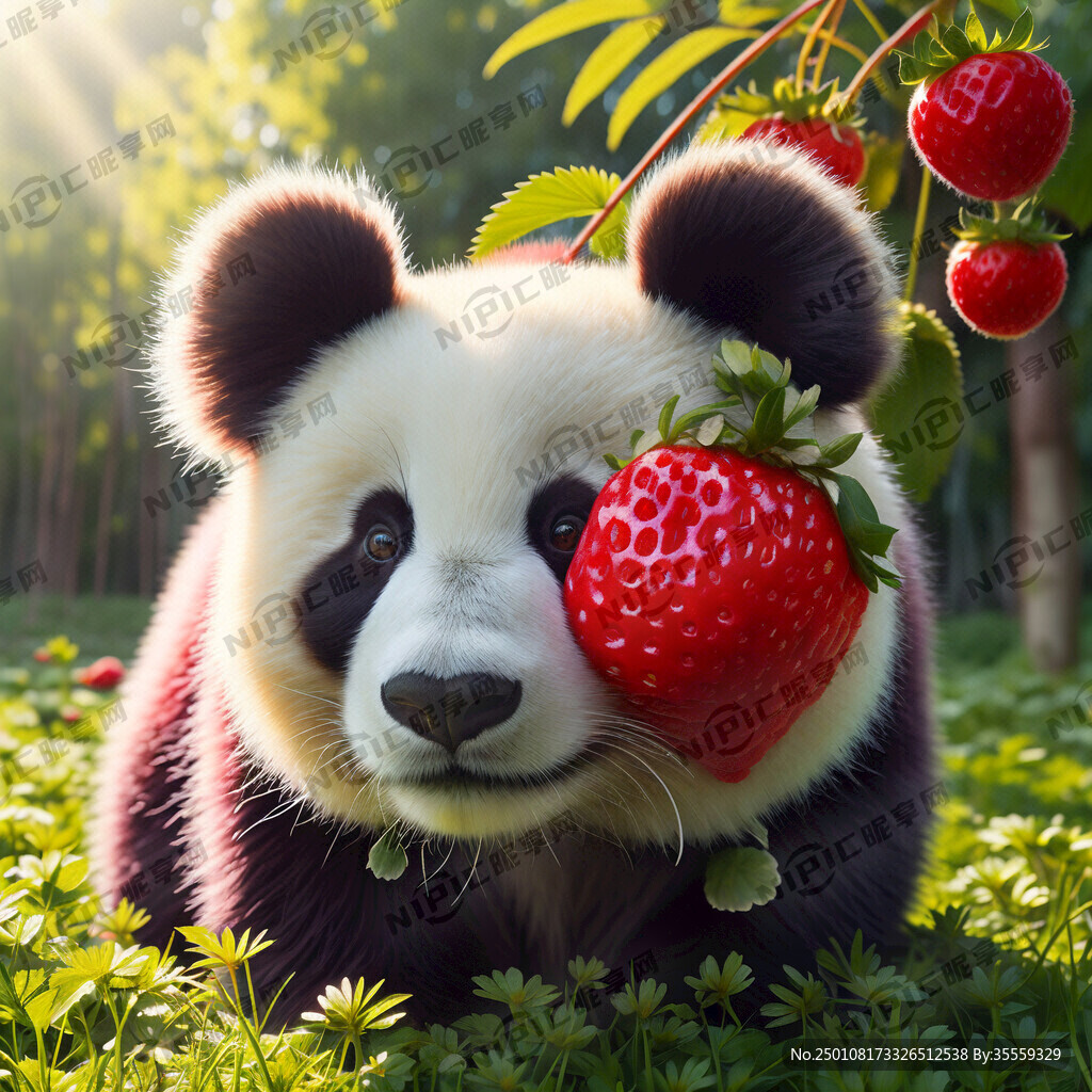 草莓颜色的熊猫