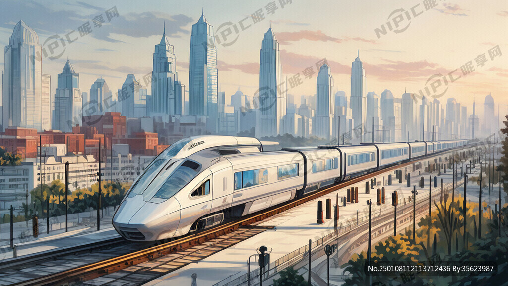 画一个天津城市的高铁线稿图