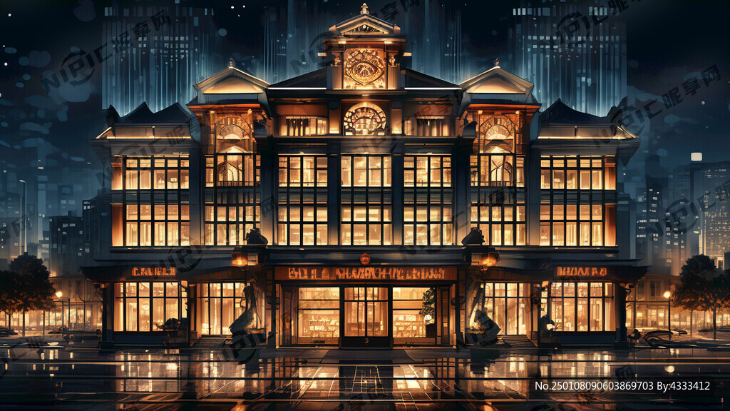 酒店外夜景店招