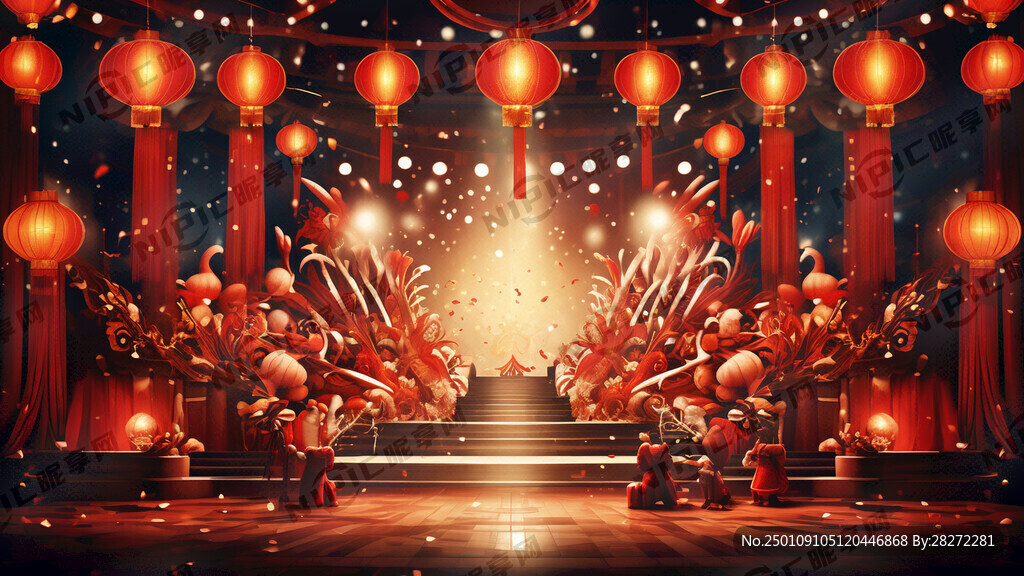 春节喜庆舞台背景图