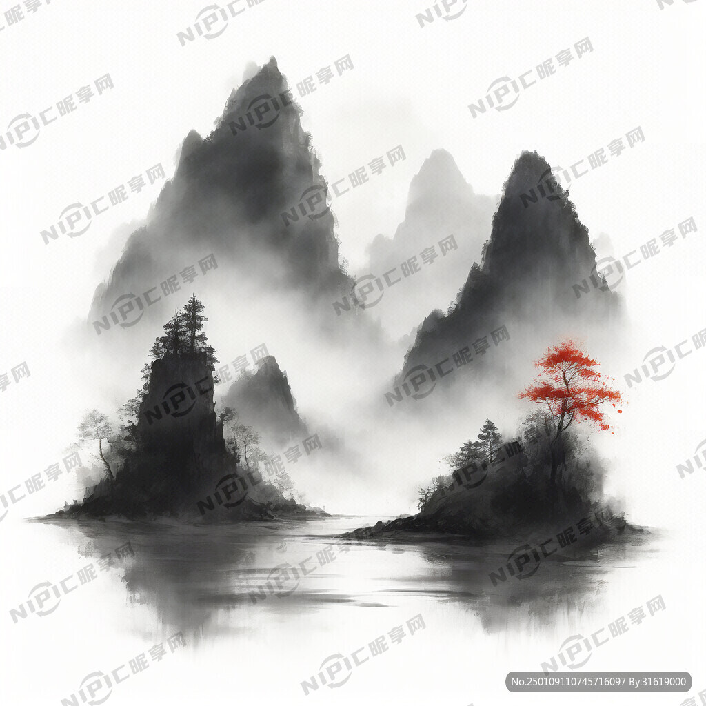 山谷 中国风 中国画 山水