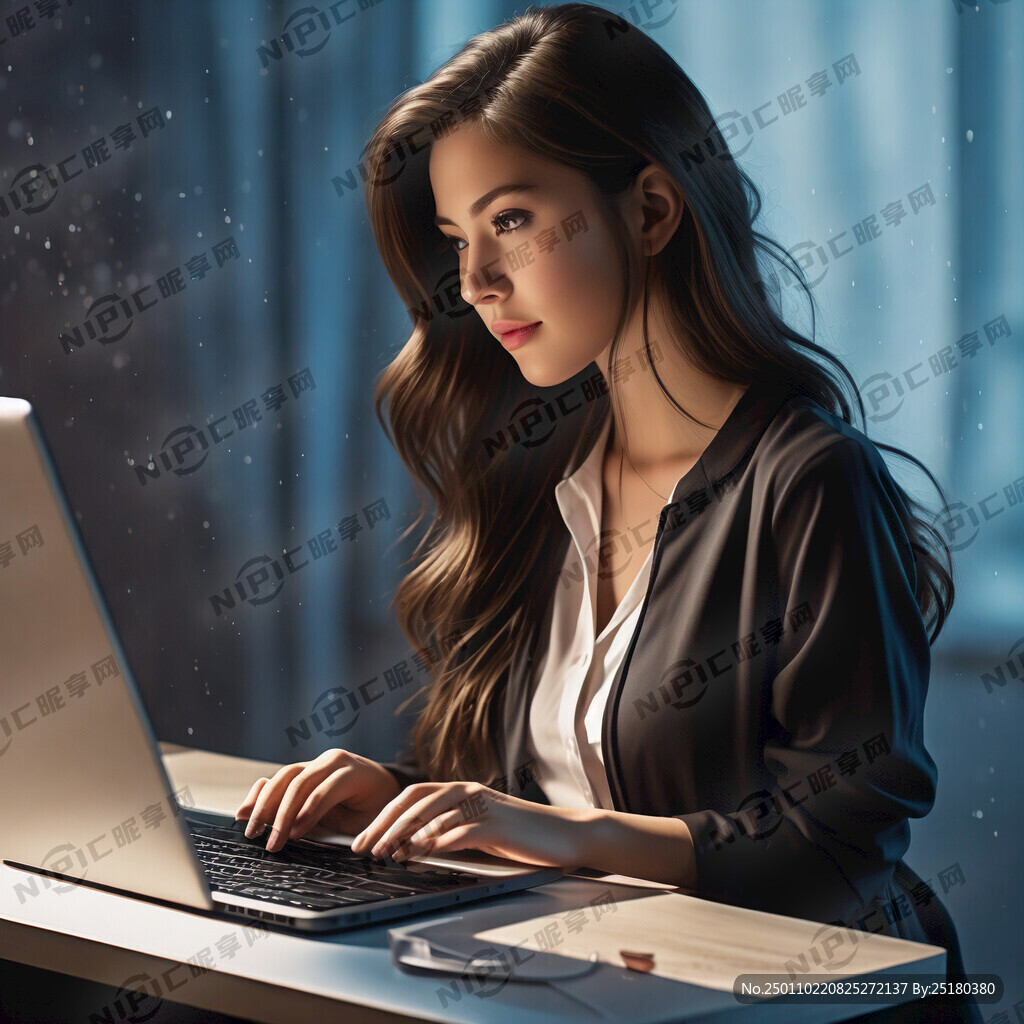 东方美女操作笔记本电脑