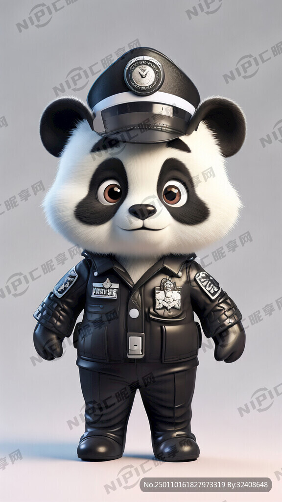 卡通熊猫警服 可爱
