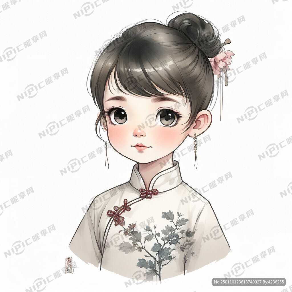 卡通 女孩 短发  半身   