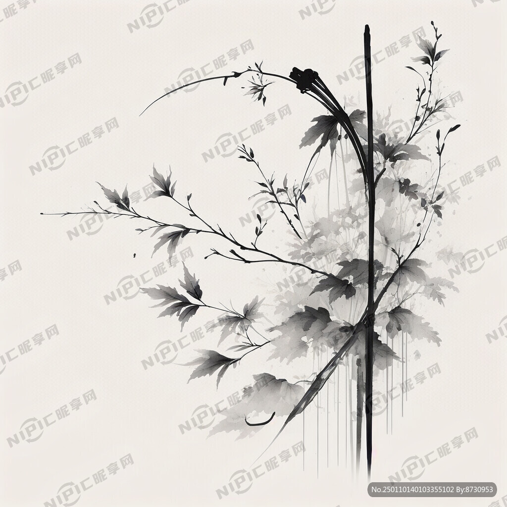 弓 水墨风 黑白
