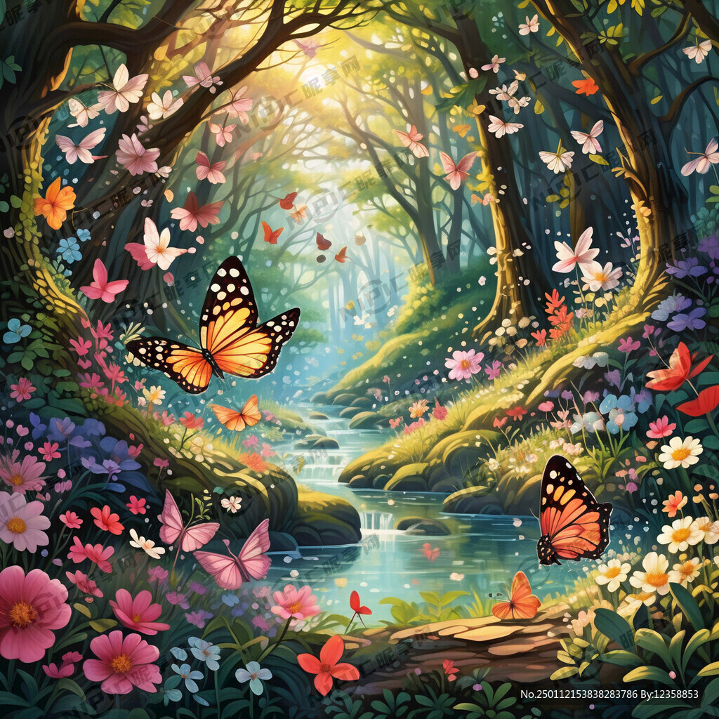春天 森林 阳光 梦幻场景