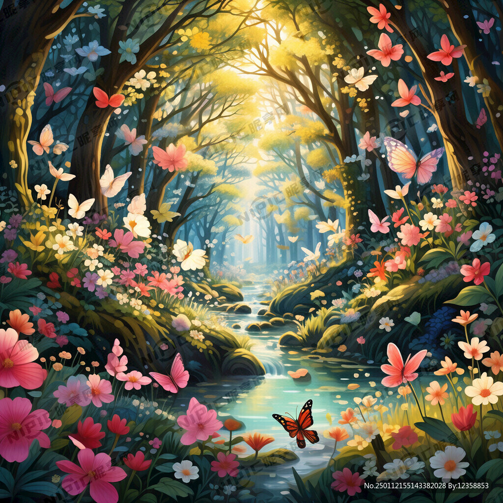 春天 森林 阳光 梦幻场景