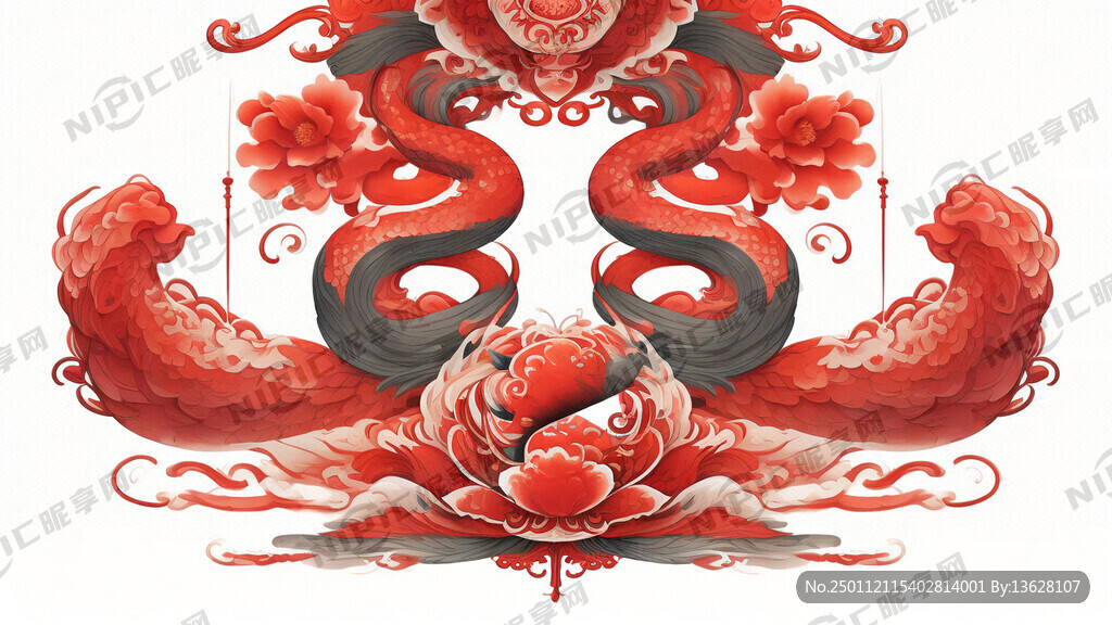 福蛇迎春 美愿成真 红色