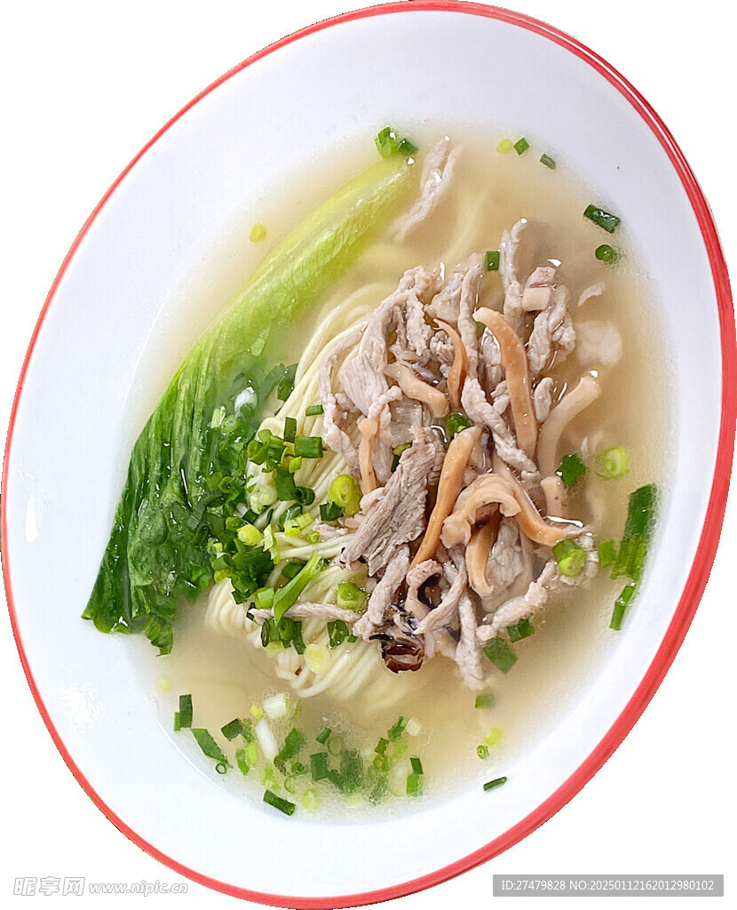 青菜墨鱼肉丝面