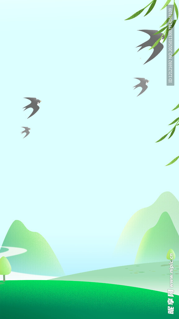 清新春天绿色山水底图