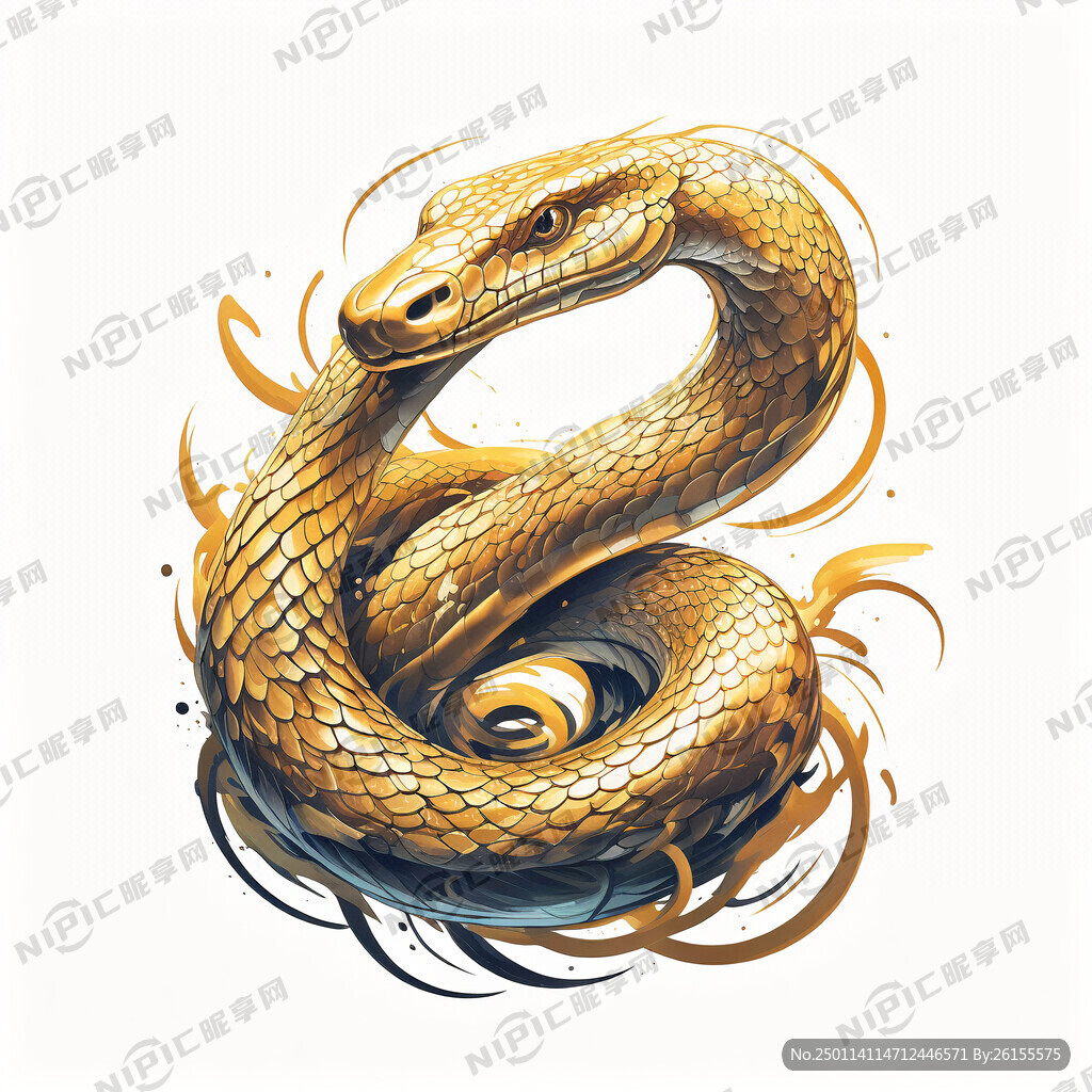 白色背景上 一条抽象的蛇