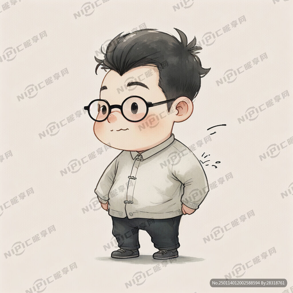 卡通 男性 微胖 圆脸 寸头