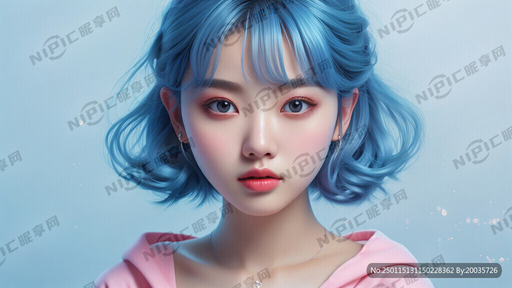 粉蓝渐变色可爱风格