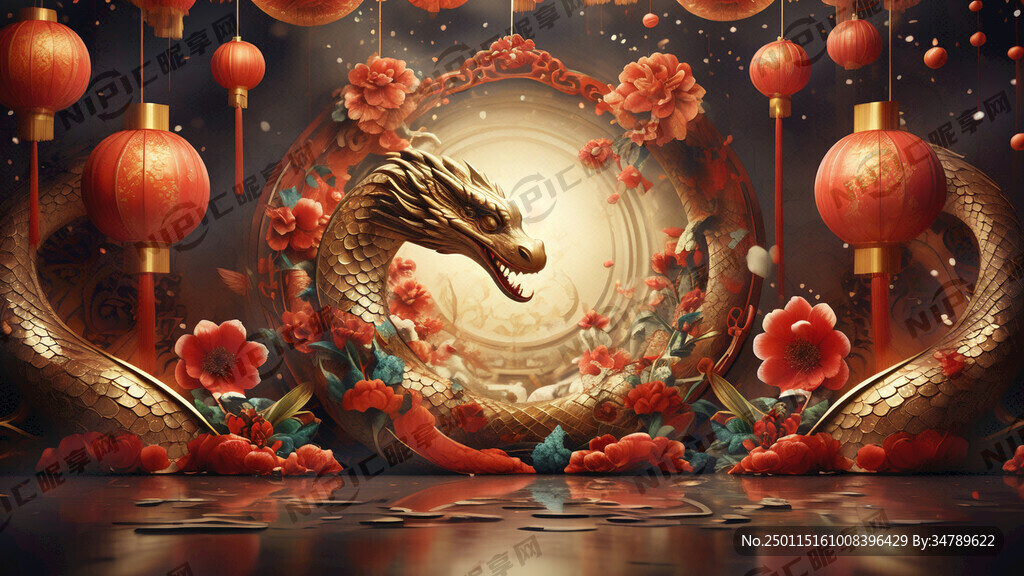 制作一个蛇年新春背景
