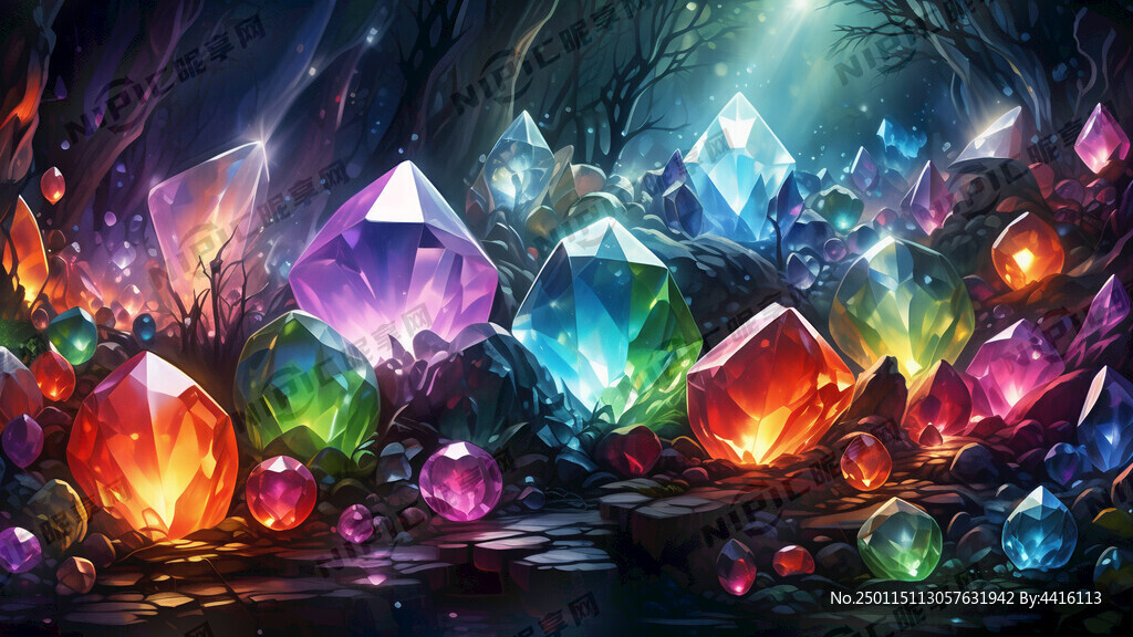 彩色发光宝石 梦幻场景