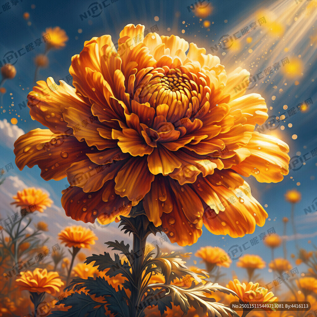 万寿菊 金黄色光芒 花朵盛开