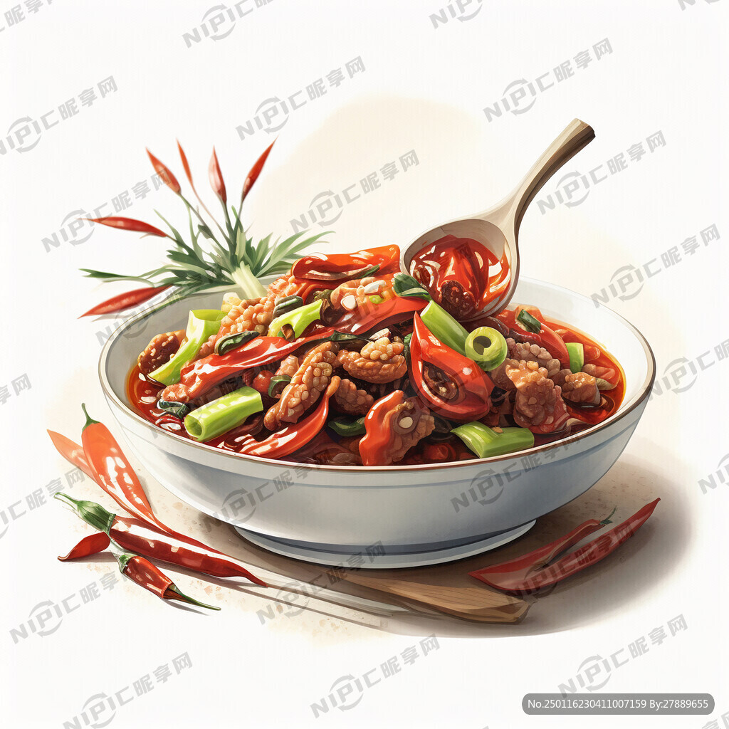 一碗辣椒炒肉 爆炒 高清 立体