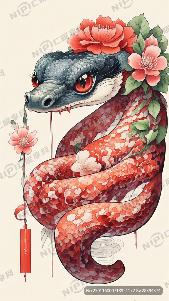蛇年海报 美甲美睫 卡通